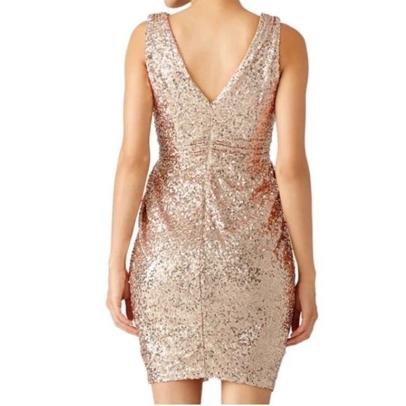 Badgley Mischka Gold Sequins Fifth Avenue Showstopper Dress Size 6 - Picture 4 of 10
